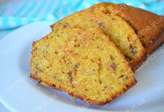 вкусный морковный кекс с орехами