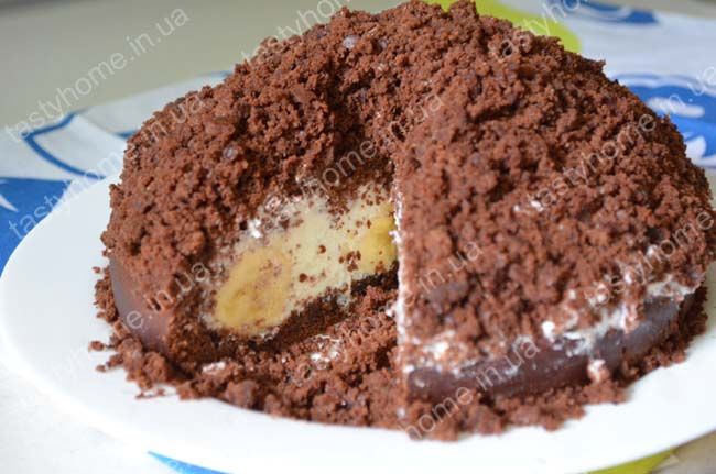 Торт "Норка крота" с бананами