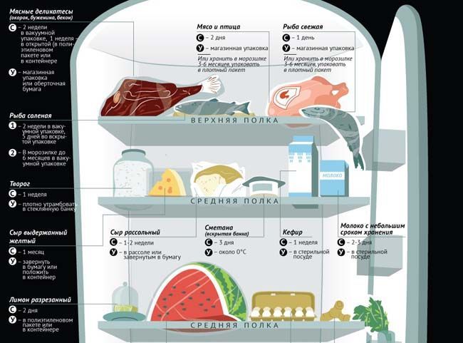 Как правильно хранить продукты в холодильнике?