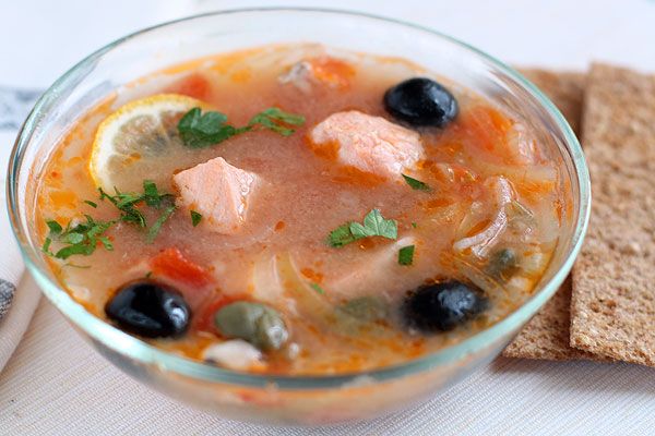 Рыбная солянка с осетриной
