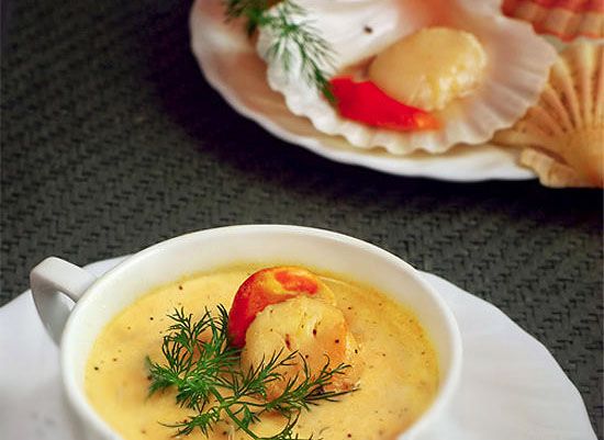 Суп с морскими гребешками