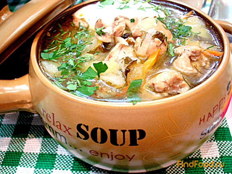 Рассольник с почками и перловкой