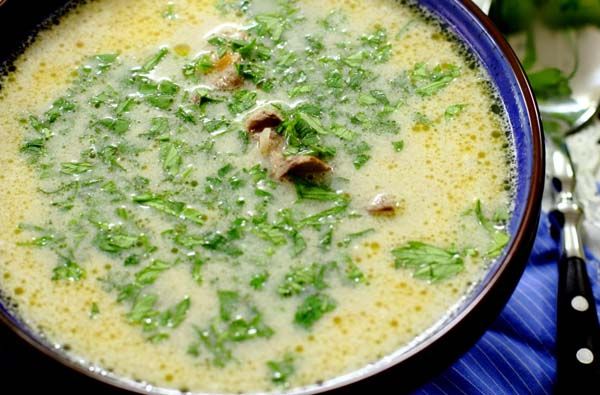 Суп из куриных потрохов с грибами