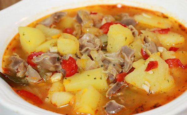 Суп из куриных желудков