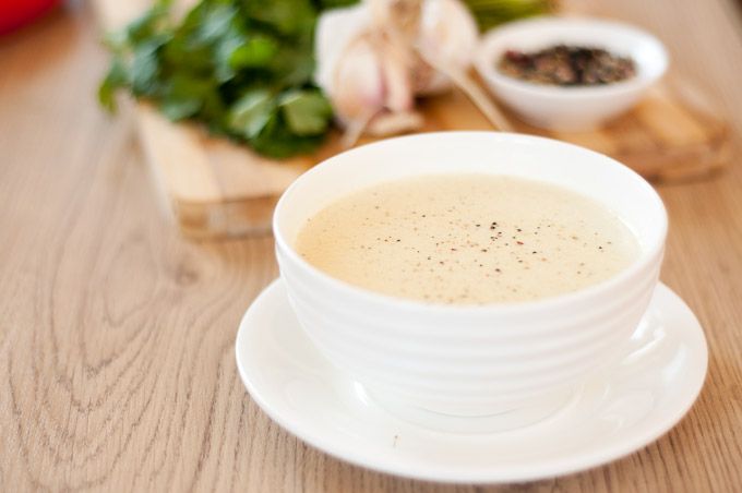 Молочный суп с гренками
