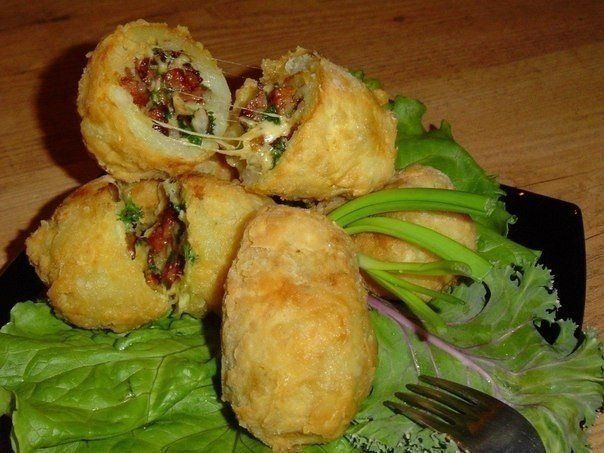Картофель фаршированный ветчиной