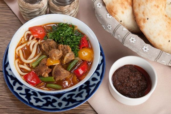 Лагман без картофеля с капустой