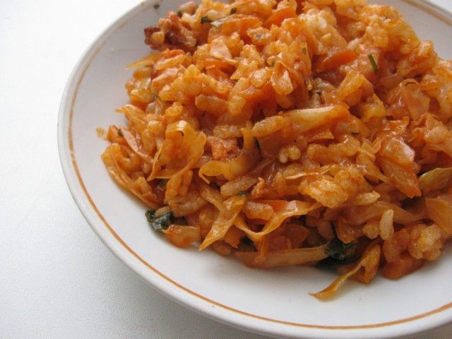 Капуста тушёная с кашей (рисом, пшеном)