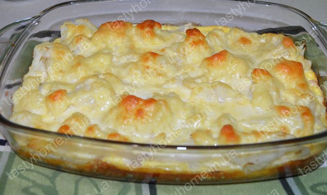 Запеканка из цветной капусты с курицей