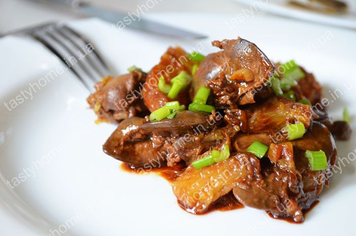 Куриная печень с апельсинами