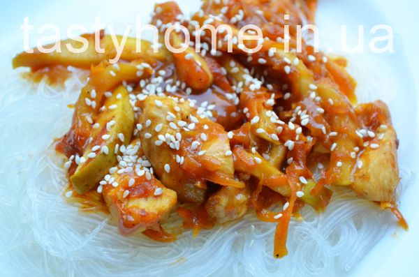 Курица по-китайски с фунчозой