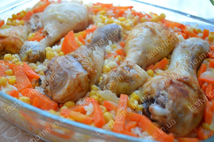 Рис с кукурузой и курицей
