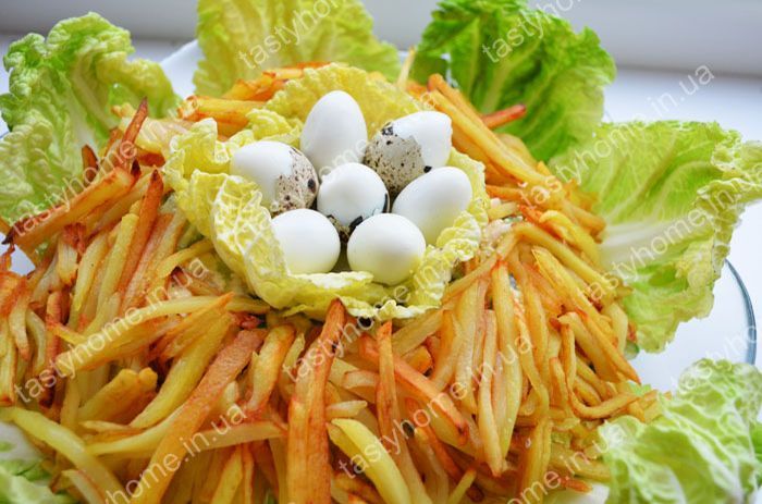 Салат "Гнездо глухаря" с курицей