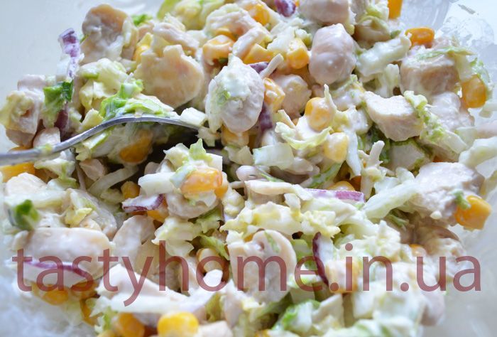 Салат с курицей и шампиньонами