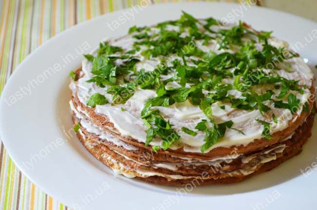 Печёночный торт из куриной печени (пошаговый рецепт)