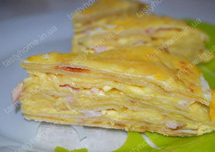  сырный закусочный торт из коржей